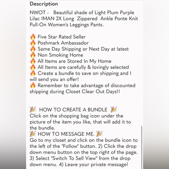 IMAN Ponte knit zippered ankle pull on leggings size 2X long - Picture 15 of 15